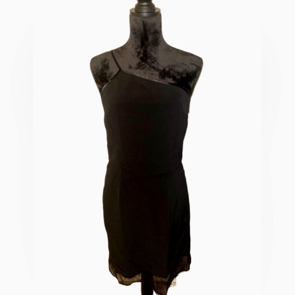 NWT Grace MMX111 Black One-Shoulder Asymmetrical Mini Dress- size 6 - Picture 1 of 6
